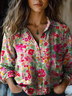 Women's Art Floral Print Casual Shirt