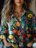 Women's Art Floral Print Casual Shirt