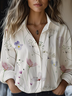 Women's Art Floral Print Casual Shirt