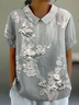 Women's Floral Print Spring Lapel Short Sleeve Shirt