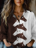 Women's Vintage Western Horse Print Casual Shirt