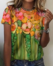 Women's Artistic Floral Illustration Print Cotton T-Shirt