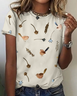 Women's Vintage Bird Floral Print Cotton T-Shirt