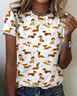 Women's Cute Dog Watercolor Print Cotton T-Shirt