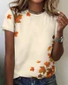 Ladies Maple Leaf Print Cotton T-Shirt
