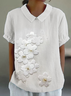 Women's Floral Print Spring Lapel Short Sleeve Shirt
