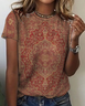 Women's Vintage Bohemian Floral Print Cotton T-Shirt