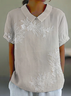 Women's Floral Print Spring Lapel Short Sleeve Shirt