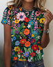 Women's Art Floral Print Cotton T-Shirt