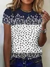 Women's Floral Print Casual Crew Neck Short Sleeve T-Shirt