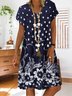 Floral V Neck Casual Regular Fit Dress With No