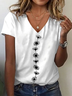Women's Floral Print Casual V-Neck Short Sleeve T-Shirt