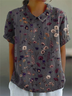 Women's Floral Print Spring Lapel Short Sleeve Shirt