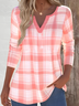 Loose V Neck Jersey Casual Blouse