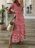 Women's Floral Spring Print Casual V Neck Short Sleeve Dress