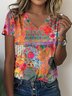 Loose V Neck Jersey Casual T-Shirt