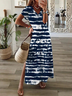 Women's Spring Printed Casual V-Neck Short Sleeve Dress