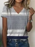 Print Casual V Neck Short Sleeve T-Shirt