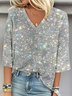Starry Sky V Neck Casual Blouse