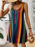 Women's Spring Summer Striped Printed Casual Sleeveless Dress