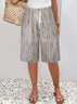 Women's Spring and Summer Striped Print Casual Straight Lace-up Pants