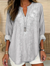 Women's Spring Summer Floral Print Casual Long Sleeve V-Neck Shirt