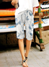 Women's Spring and Summer Floral Print Casual Straight Lace-up Pants