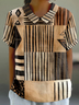 Striped Loose Shawl Collar Vintage T-Shirt