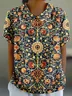 Ethnic Geometry Shawl Collar Vintage T-Shirt