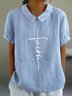 Loose Shawl Collar Cotton Simple Blouse