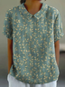 Women's Floral Spring Print Lapel Short Sleeve Shirt