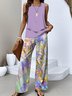 Regular Fit Casual Crew Neck Two-Piece Set With No