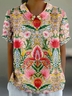 Casual Ethnic Loose Shawl Collar T-Shirt