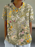 Women's Floral Spring Print Lapel Short Sleeve Shirt