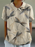 Women's Spring Dragonfly Print Lapel Short Sleeve Shirt