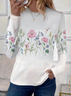 Women's Floral Spring Print Long Sleeve Crew Neck T-Shirt