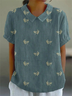 Women's Floral Spring Print Lapel Short Sleeve Shirt