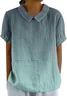 Ombre Casual Cotton Loose Blouse