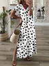 Women's Spring and Summer Polka Dot Printed Casual V-Neck Short Sleeve Dress