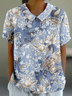 Shawl Collar Loose Casual Paisley T-Shirt