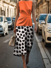 Crew Neck Geometric Elegant Regular Fit Dress With No