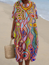 Vintage Shawl Collar 3D Printing Dress With No