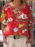 Regular Fit Crew Neck Floral Casual T-Shirt