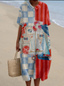 Casual Plaid Shawl Collar Dress With No