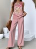 Floral Regular Fit Casual Two-Piece Set With No