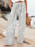 Women's  H-Line Baggy Pants Daily Going Out Pants White Casual Printing Floral Spring/Fall Pants