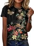 Floral Crew Neck Casual Regular Fit T-Shirt