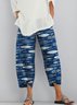 Casual Regular Fit Animal Linen Pants