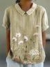 Women's Floral Spring Print Lapel Short Sleeve Shirt