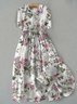 Women Floral Print Doll Neck Lace Up Dress
